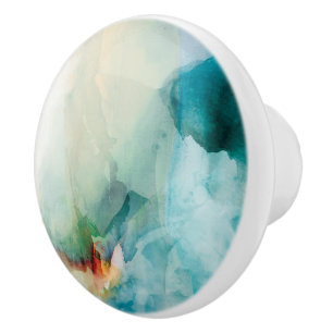 Aversion - Blue Watercolor Ceramic Knob