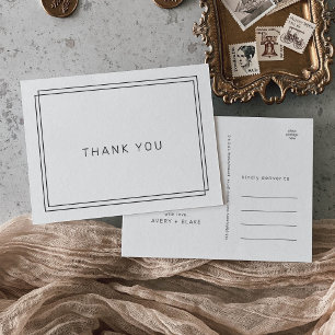 AVERY Black and White Modern Wedding Thank You Postcard