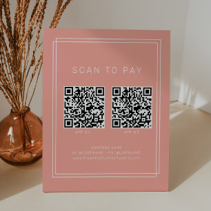AVERY Blush Peach Business 2 Apps Scan To Pay Pedestal Sign