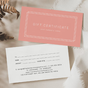 AVERY Blush Peach Business Gift Certificate
