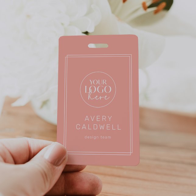 AVERY Blush Peach Logo QR Code Employee ID Card Badge (AVERY Blush Peach Logo QR Code Employee ID Card Badge)