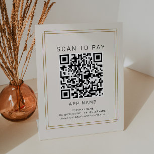 AVERY Chic Gold Black Cream Business Scan To Pay Pedestal Sign