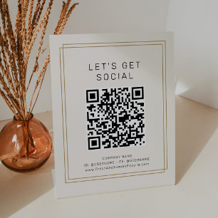 AVERY Chic Gold Black Cream Let's Get Social Media Pedestal Sign