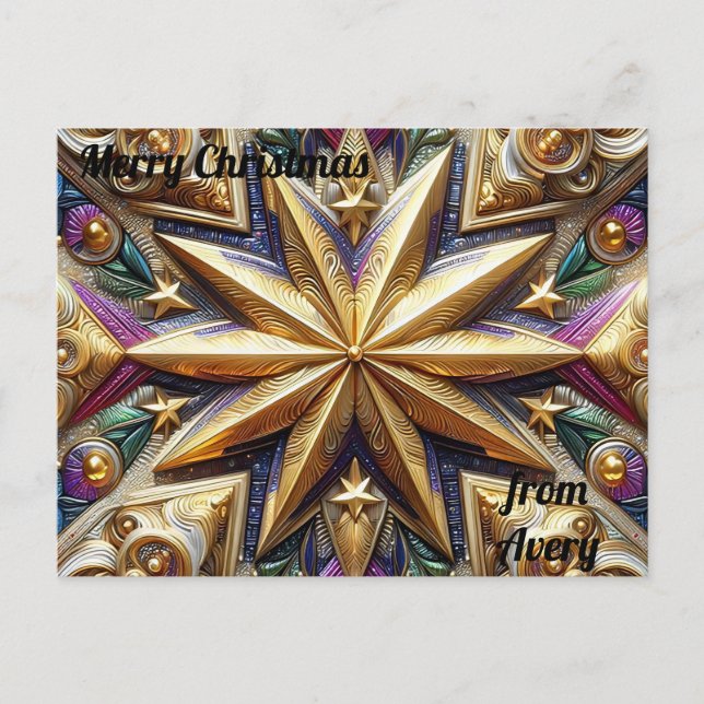 AVERY ~ CHRISTMAS ~ 3D star pattern ~ Postcard (Front)