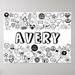 'AVERY' Colour-it-Yourself Outline Design Poster