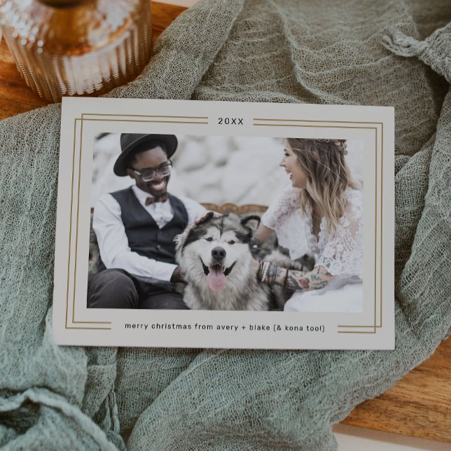 AVERY Cream Black Framed Couples Photo Christmas Holiday Card (AVERY Cream Black Framed Couples Photo Christmas Holiday Card)
