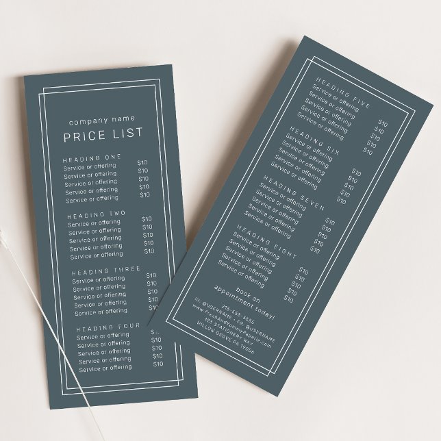 AVERY Dark Navy Blue Double Frame Price List Rack Card (AVERY Dark Navy Blue Double Frame Price List Rack Card)