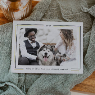 AVERY Gold Foil Black White Couple Photo Christmas Holiday Card
