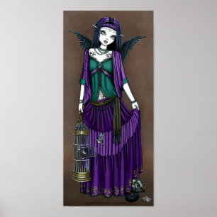 "Avery" Gothic Angel Bird Cage Poster