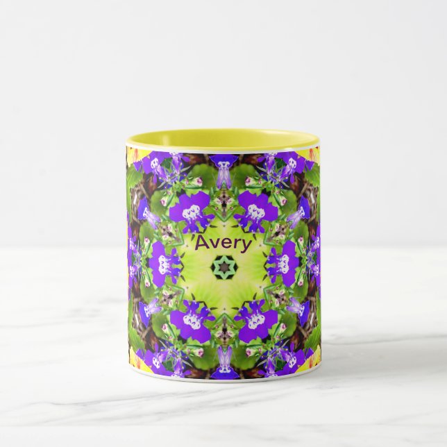 AVERY ~ Lobelia Pansies Pattern ~ Personalised  Mug (Center)