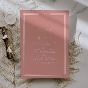 AVERY Minimal Blush Peach Coral Gold Foil Wedding