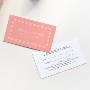 AVERY Minimal Blush Peach Coral Refer A Friend Referral Card