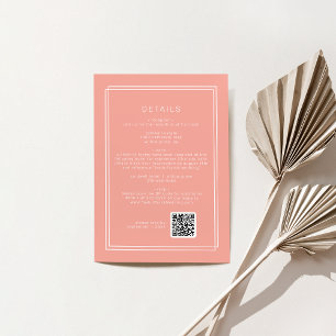 AVERY Minimal Blush Peach QR Code Wedding Details Enclosure Card