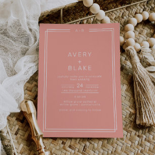 AVERY Minimal Blush Peach Soft Coral Wedding Invitation