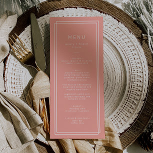 AVERY Minimal Blush Peach Soft Coral Wedding Menu