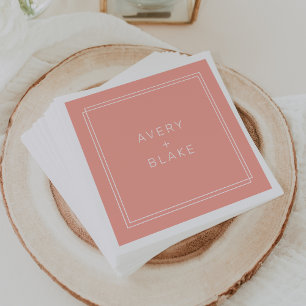 AVERY Minimal Blush Peach Soft Coral Wedding Napkin