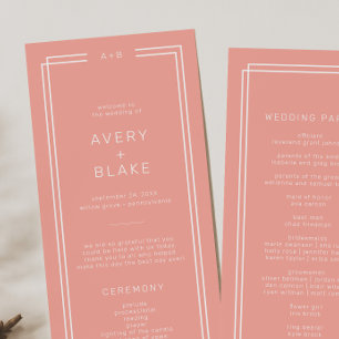 AVERY Minimal Blush Peach Soft Coral Wedding Program