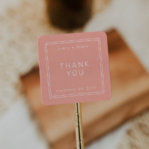 AVERY Minimal Blush Wedding Thank You Sticker
