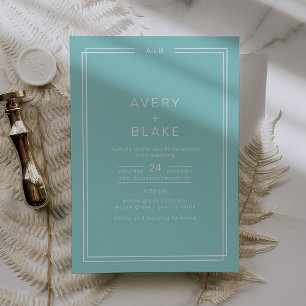 AVERY Minimalist Mint Green Frame Wedding Invitation