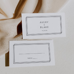 AVERY Modern Black and White Wedding Place Card