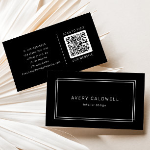 AVERY Modern Black Double Frame QR Code Business Card