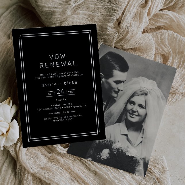AVERY Modern Black Photo Vow Renewal Invitation (AVERY Modern Black Photo Vow Renewal Invitation)
