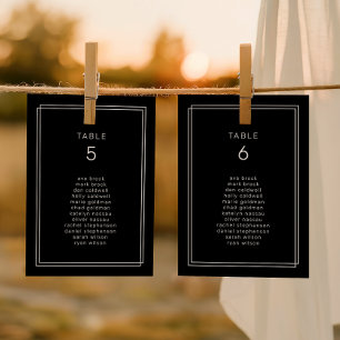 AVERY Modern Black Wedding Seating Chart Cards