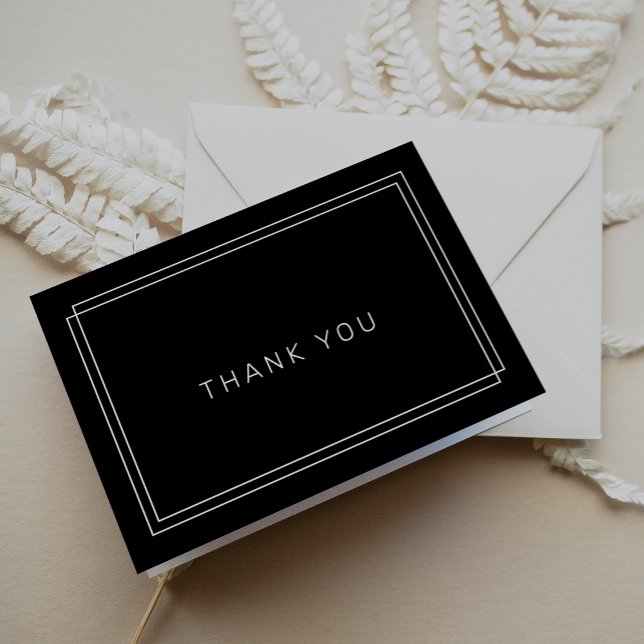 AVERY Modern Black Wedding Thank You Card (AVERY Modern Black Wedding Thank You Card)