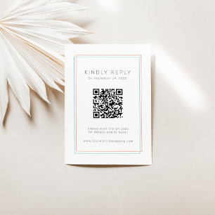 AVERY Modern Coral and Teal QR Code RSVP Wedding Enclosure Card