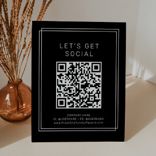 AVERY Modern Dark Black Let's Get Social Media Pedestal Sign