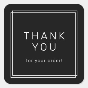 AVERY Modern Dark Black Thank You For Order Square Sticker