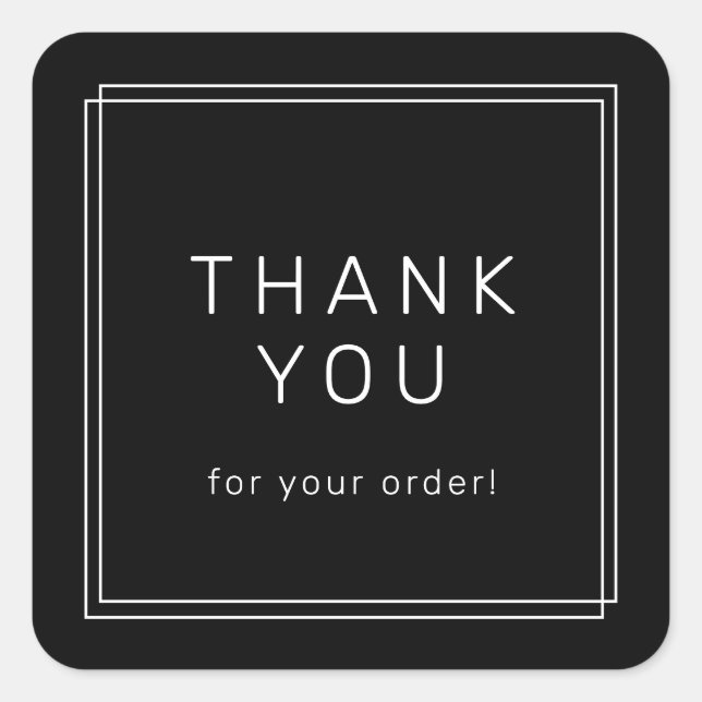 AVERY Modern Dark Black Thank You For Order Square Sticker (Front)