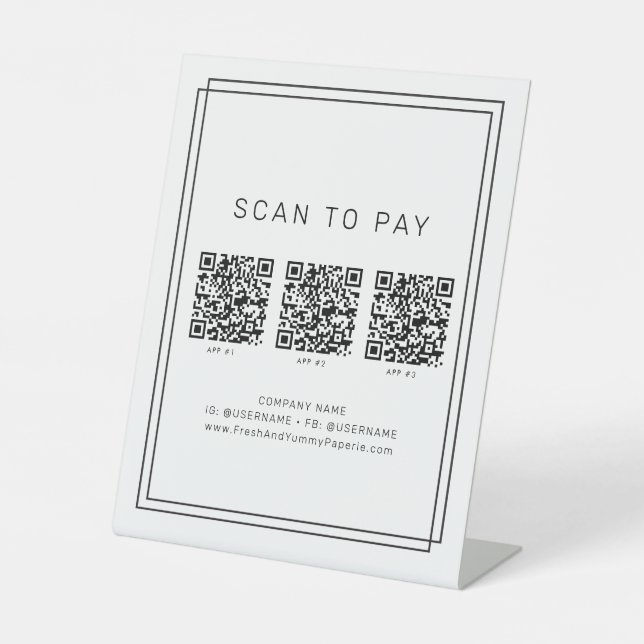 AVERY Modern Minimal Business QR Code Scan To Pay Pedestal Sign (Front)