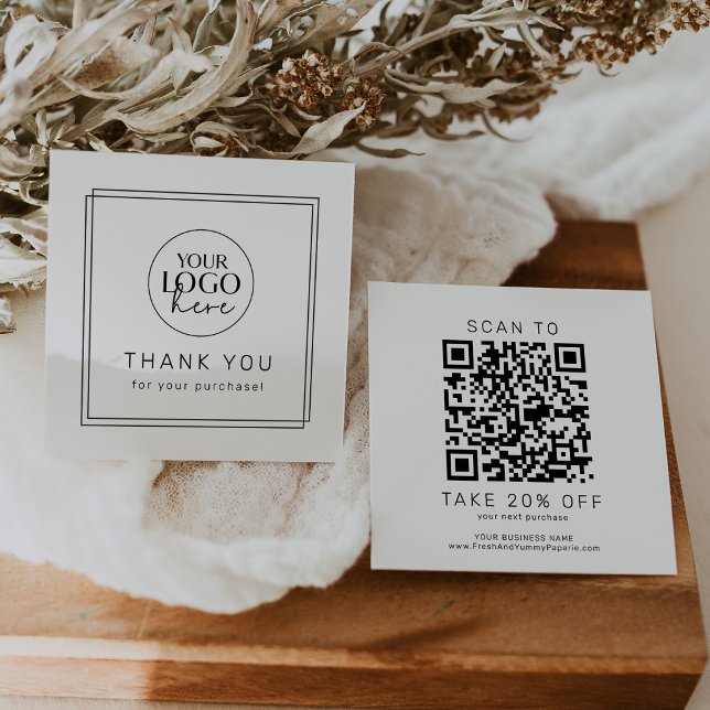AVERY Modern Minimalist Logo QR Code Thank You Discount Card (AVERY Modern Minimalist Logo QR Code Thank You Discount Card)