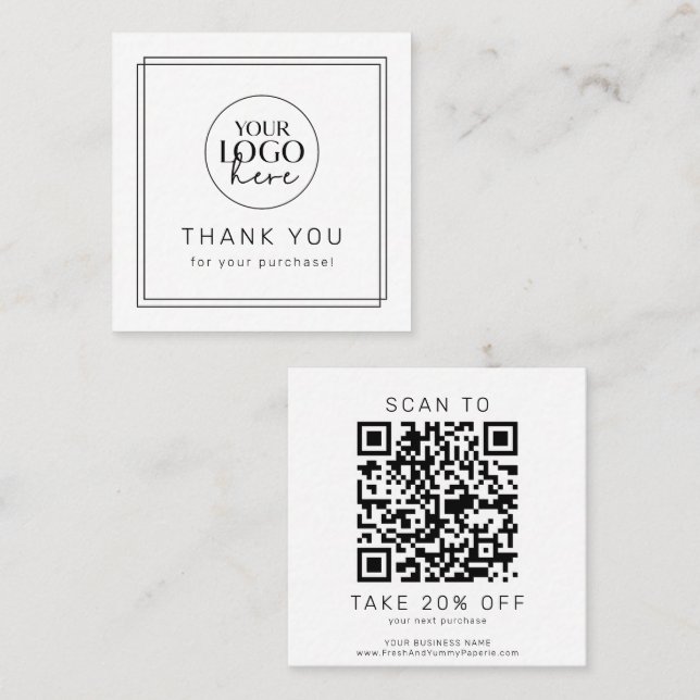 AVERY Modern Minimalist Logo QR Code Thank You Discount Card (Front/Back)