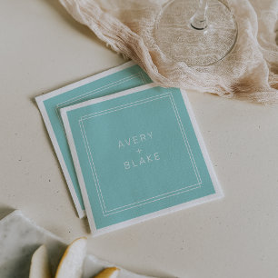 AVERY Modern Minimalist Mint Green Frame Wedding Napkin