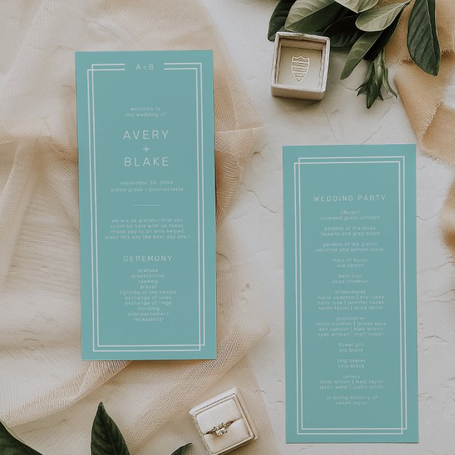 AVERY Modern Minimalist Mint Green Frame Wedding Program (AVERY Modern Minimalist Mint Green Frame Wedding Program)
