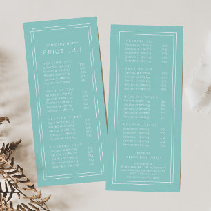 AVERY Modern Minimalist Mint Green Price List Rack Card