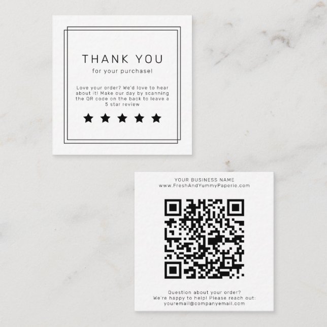 AVERY Modern Minimalist QR Code Leave A Review Square Business Card (Front/Back)