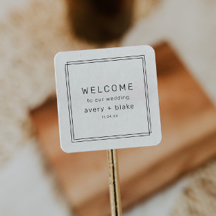 AVERY Modern Minimalist Wedding Welcome Bag Square Sticker