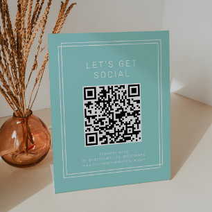 AVERY Modern Mint Green Let's Get Social Media Pedestal Sign