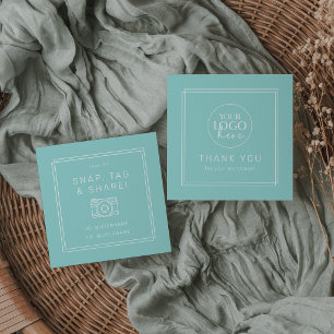 AVERY Modern Mint Green Logo Share Thank You Square Business Card