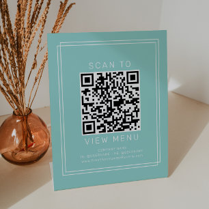 AVERY Modern Mint Green Restaurant Menu QR Code Pedestal Sign