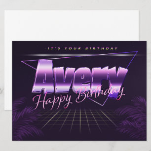 Avery Name Vorname lila retro Karte Geburtstag Card