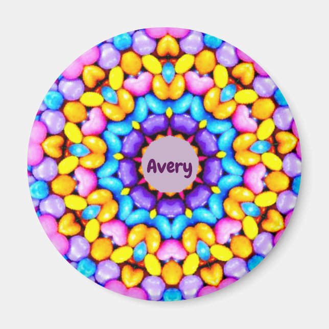 AVERY ~ Personalised Easter Pattern Fractal ~ Magnet (Front)