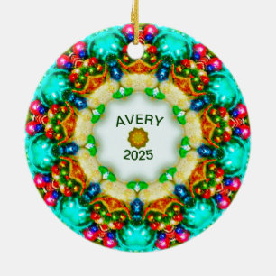 AVERY ~ Personalised Fractal Christmas Designs ~ Ceramic Ornament
