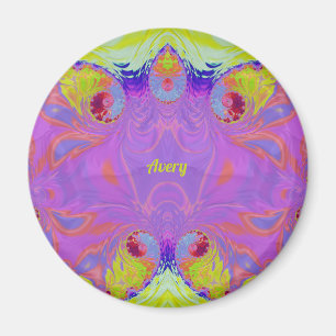 AVERY ~ Pink Orange Yellow Blue Fractal ~  Magnet