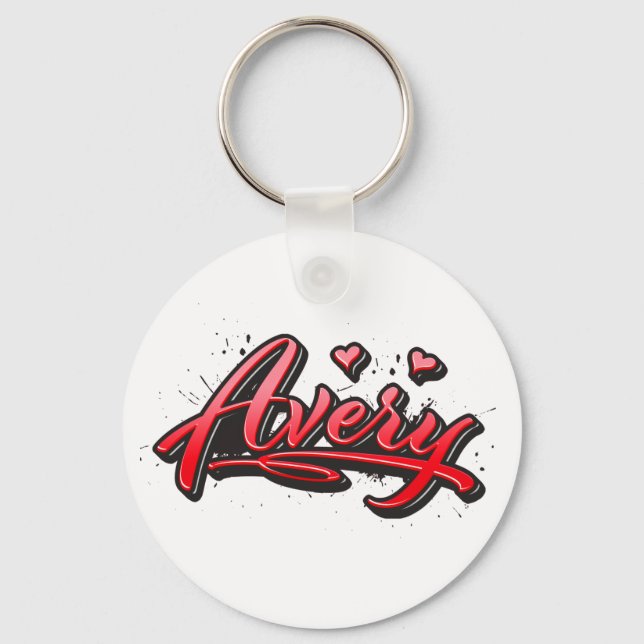 Avery red Heart Graffiti Schlüsselanhänger Key Ring (Front)