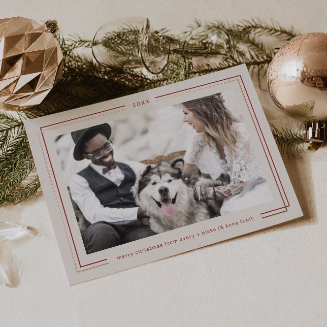 AVERY Rose Gold Foil Red Couples Photo Christmas Foil Holiday Card (AVERY Rose Gold Foil Red Couples Photo Christmas Foil Holiday Card)