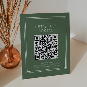 AVERY Rustic Dark Green Let's Get Social Media Pedestal Sign